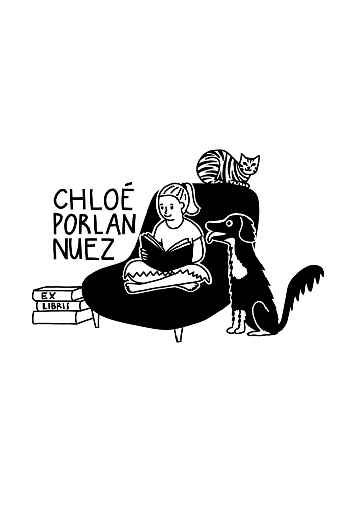 Custom ex libris stamp by illustrator Clara Gilod