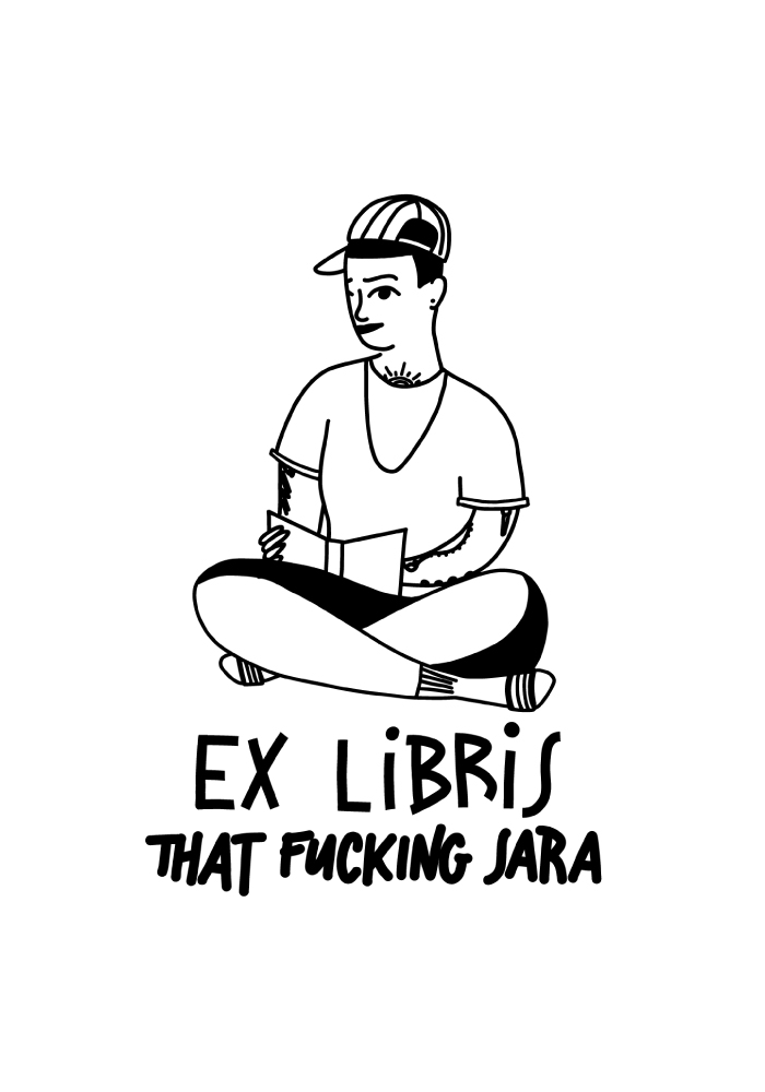 Custom ex libris stamp by illustrator Clara Gilod